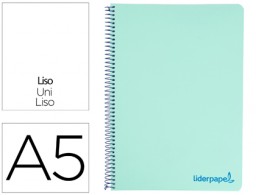 Cuaderno espiral Liderpapel Wonder A5 tapa plástico 120h micro 90g c/5mm. color verde